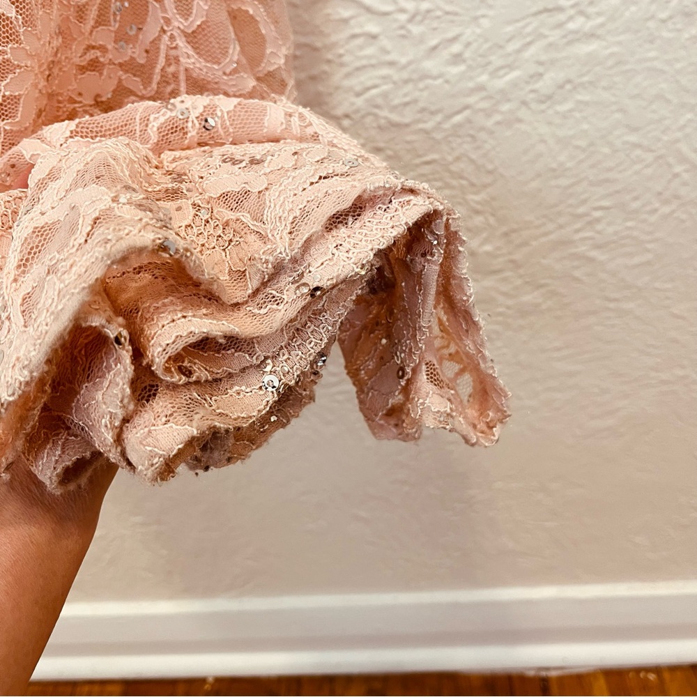 Vintage Y2k 90s Pink Lace Gown Dress Sequins Jewels My Michelle 1 XXS Prom - Picture 10 of 13